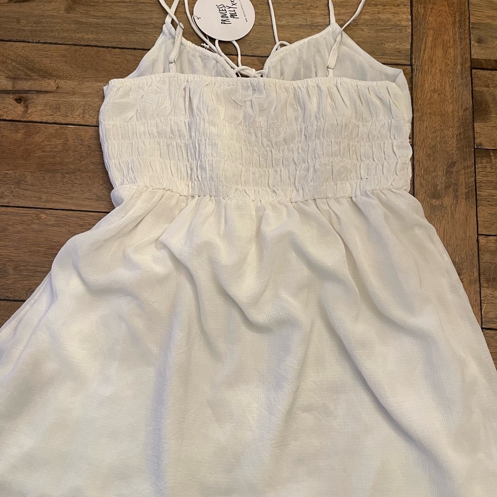 NWT White Boho Mini Dress Size 12 - Picture 6 of 13